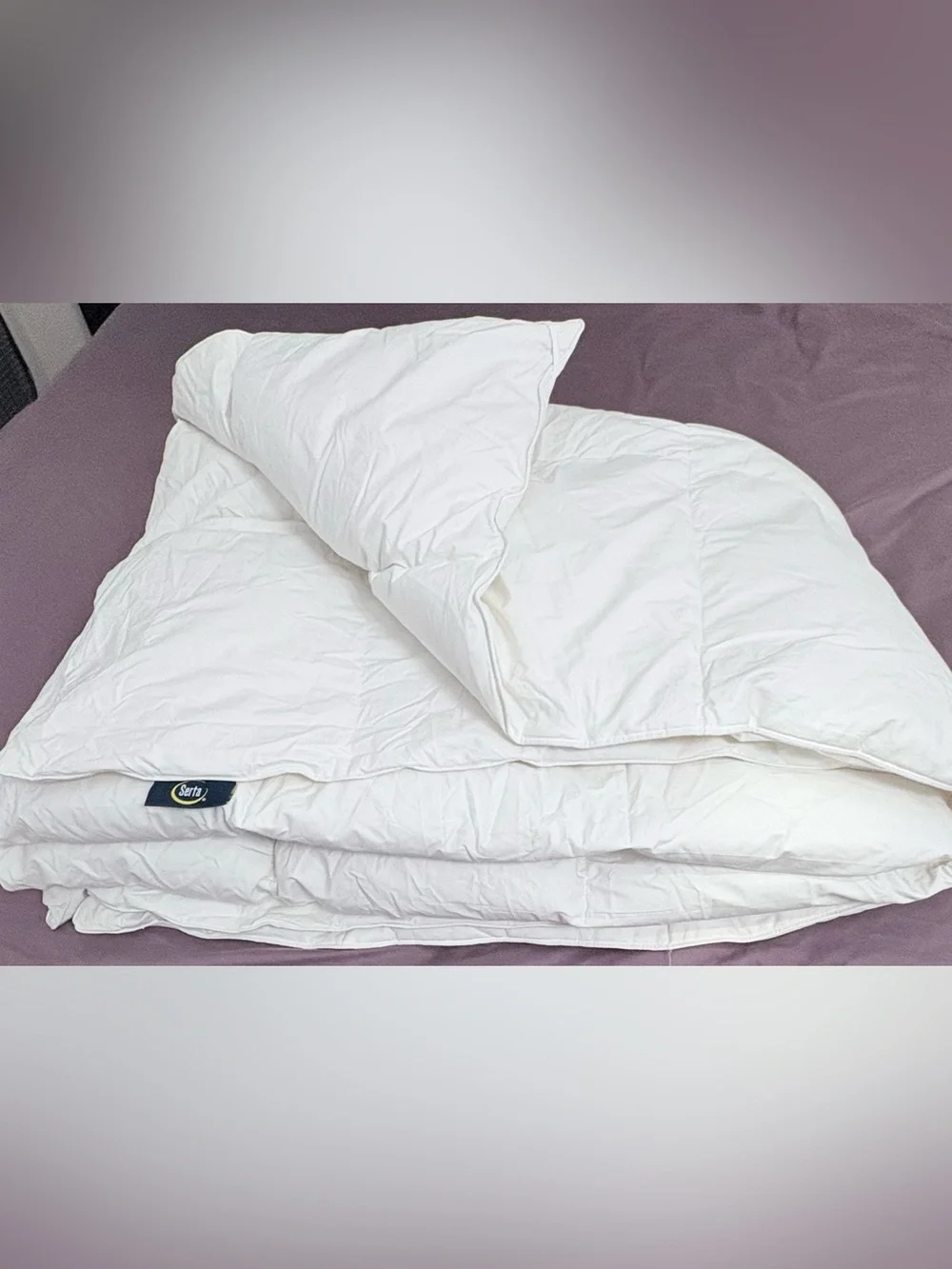 Serta Twin Size  Goose Down Feather Comforter Duvet Insert 100% Cotton White